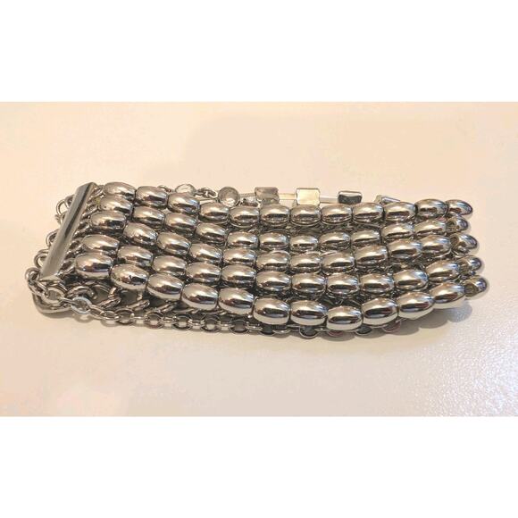 Chico's Bracelet Silver-Tone Rhinestone Multi-Strand Layered Chain - Picture 3 of 4